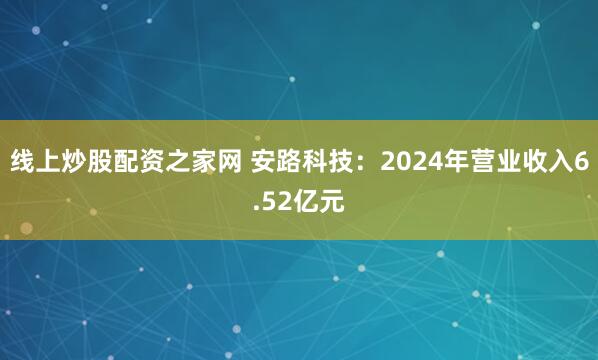 线上炒股配资之家网 安路科技：2024年营业收入6.52亿元